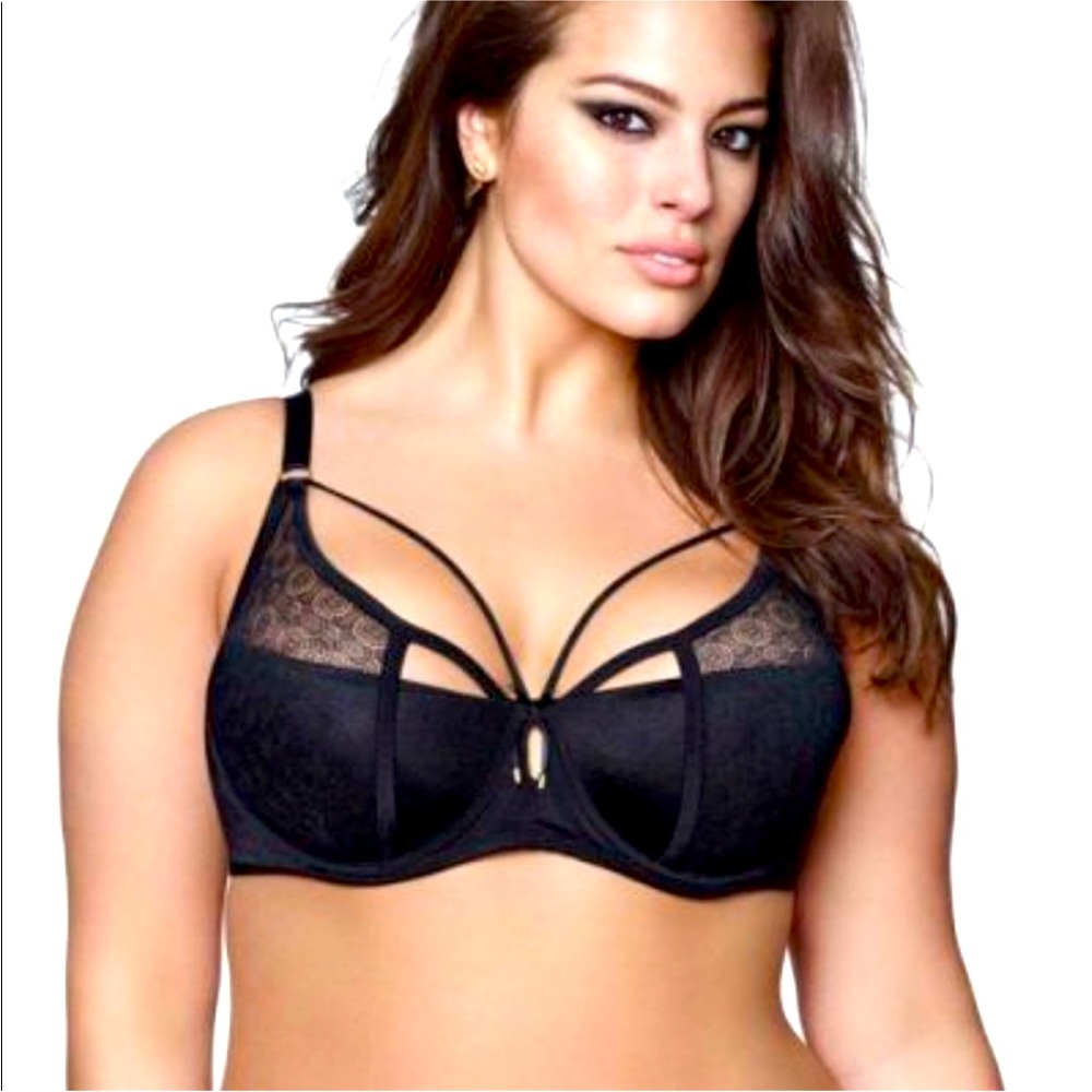 Ashley Graham Black Cage Underwire Bra 44DD